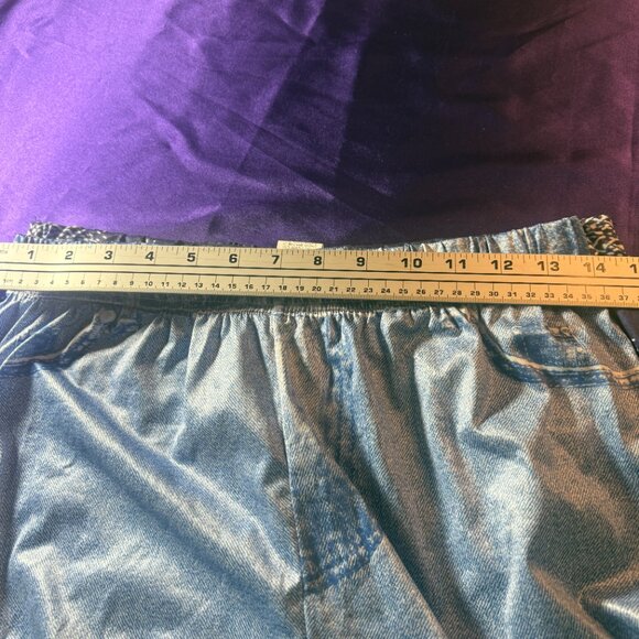 NWOT πShein 2 Printed Denim Western Studded Design Elastic Waistline Leggings - Picture 7 of 13